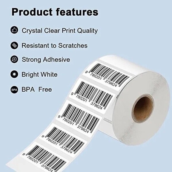 1000/Roll 2.25"x1.25" Direct Thermal Labels SKU Label Zebra Munbyn 1 roll - Picture 7 of 8